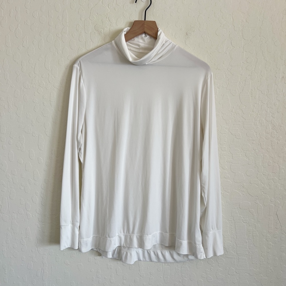 Lands End Long Sleeve Turtleneck Size 1X White Base Layer Activewear Outdoor